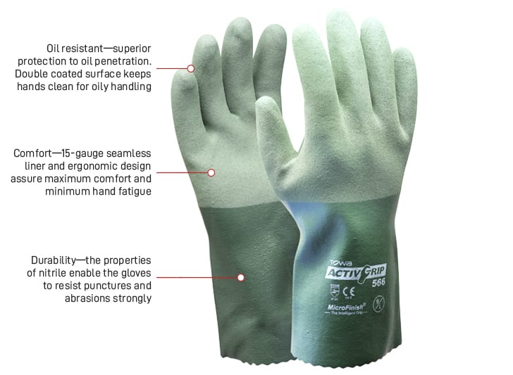 ActivGrip Nitrile Chemical glove on poly/cott with MICROFINISH