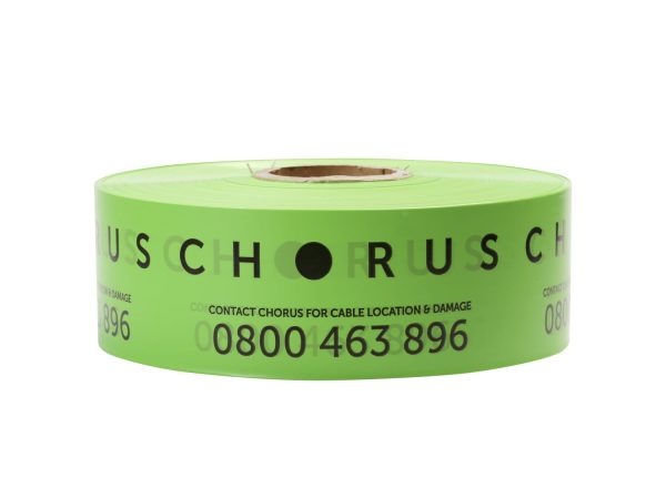 CHORUS Customised Trench Marker Tape, Green, 100mm x 500m roll