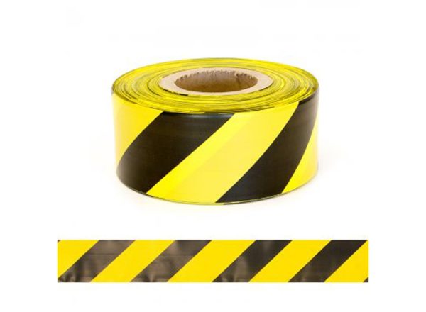 Barrier Warning Tape "CHEQUER" Black on Yellow, 75mm x 250m