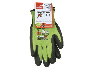 RAZOR X320, HiVis Green HPPE Cut Level 3, Black PU Coating, HC