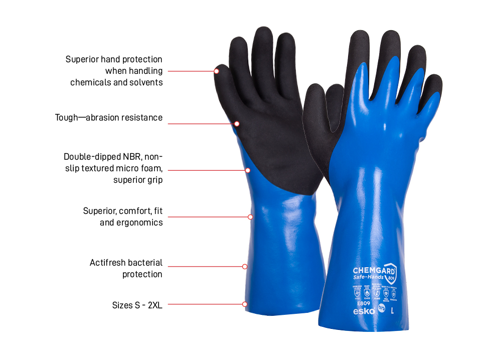 ChemGard Blue Double-dipped NBR 30cm Gauntlet Glove