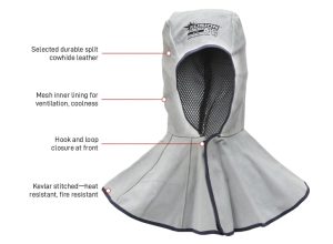 FUSION Welders Cap/Snood Grey leather