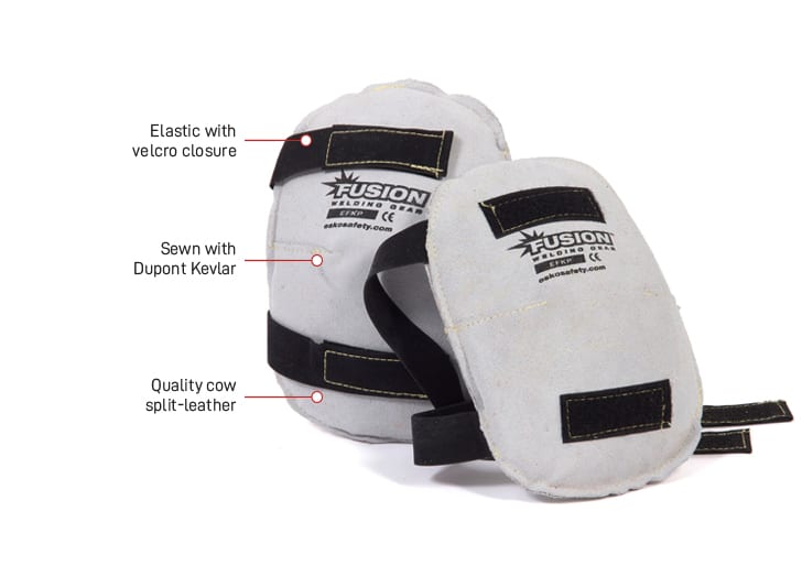 FUSION? Welders Kneepads, Quality Chrome Leather, Kevlar Stitched, Velcro Straps