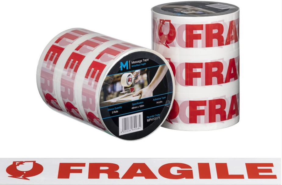 Adhesive Tape - Printed Message Tape 48mm x 100m x 50mu (36) White/Red MPH13171
