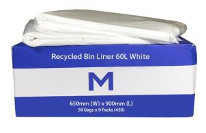 Waste Disposal - Rubbish Bin Liners 650mm x 900mm x 30mu (450) White