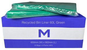 Waste Disposal - Rubbish Bin Liners 650mm x 900mm x 30mu (450) Green