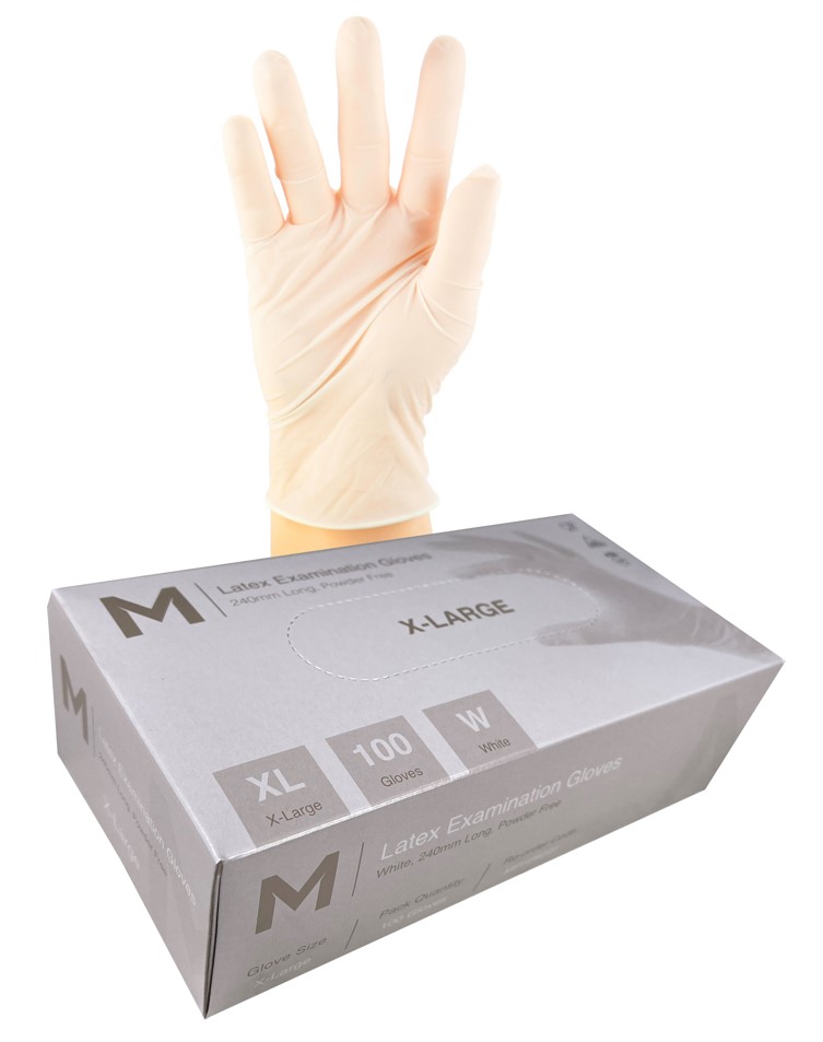 Hand Protection - Latex Examination Gloves XL White MPH29222