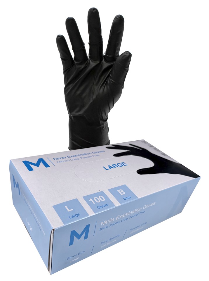 Hand Protection - Nitrile Examination Gloves L Black