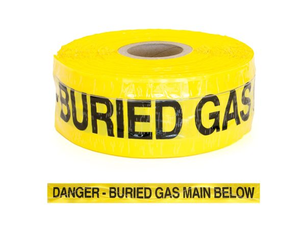 Wavelay Detectatape "Danger Buried Gas Main Below"c/w s/steel tracer wire 100mmx250m