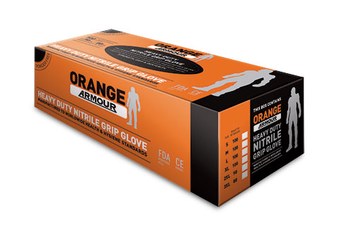 Orange Armour? Heavy Duty Disposable Nitrile Glove