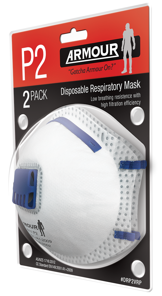 Armour? Disposable Respirator Valve P2 Mask Retail Pack