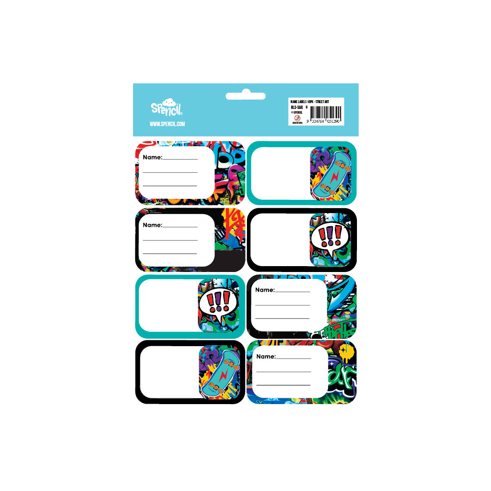 Spencil Street Art Name & Subject Labels Sheet 16