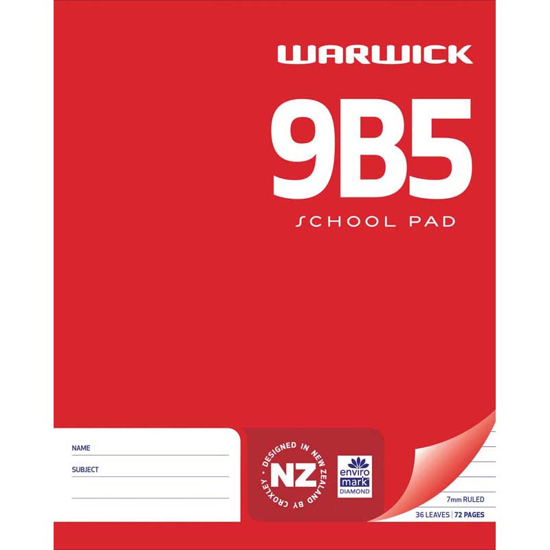 Warwick Pad 9B5 School 36 Leaf Ruled 7mm 255x205mm