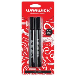 Warwick Marker Black Bullet Tip Blister 2 Pack Permanent