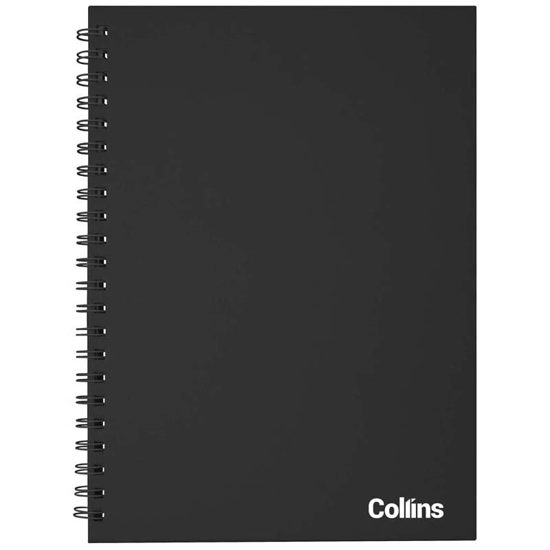 Collins Notebook Wiro A4 Side Opening Black 7mm Ruled 100 Leaf