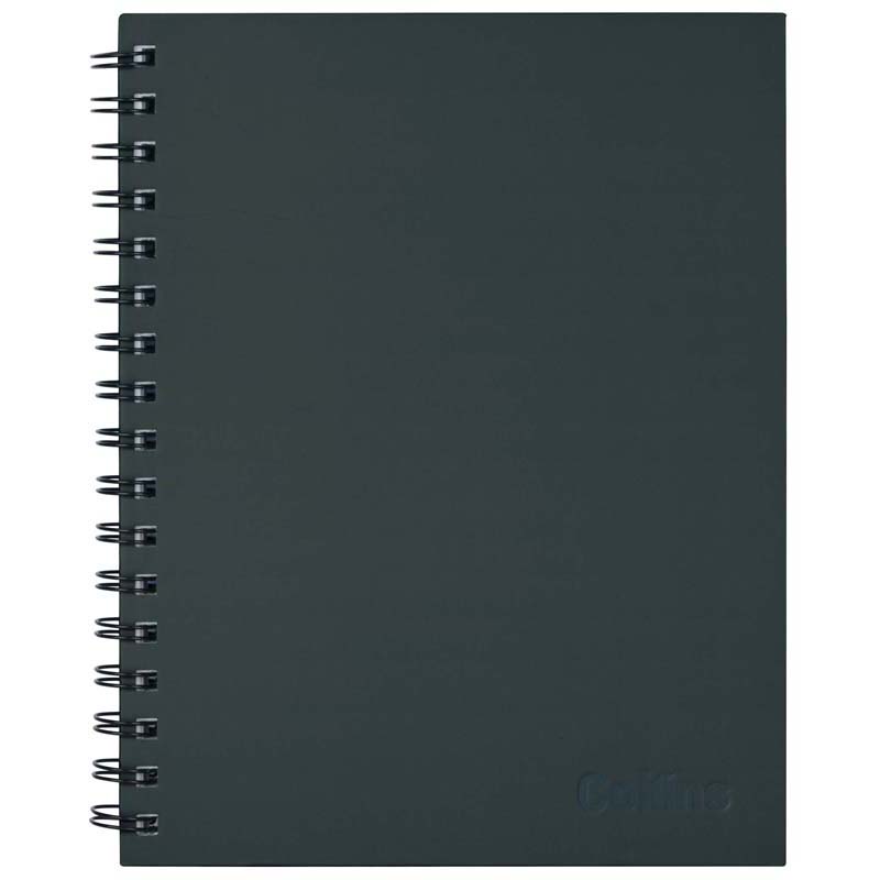 Collins Notebook Wiro 225x175 Black 100 Leaf Side Opening