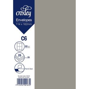 Croxley Envelope C6 Zinc 114x162mm Pack 25