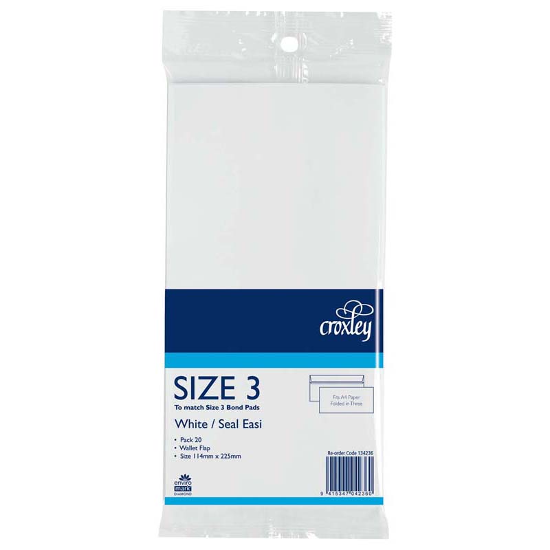 Croxley Envelope Size 3 Seal Easi Bond 114x225mm 25 Pack