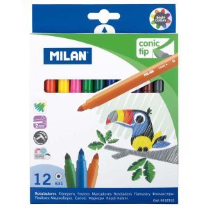Milan Markers Conic Tip Pack 12 Assorted Colours