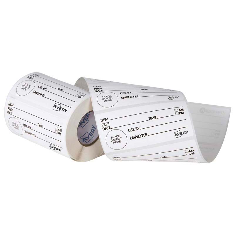 Avery Labels Shelf Life Removable 102x47mm White Black 500 Roll 238821