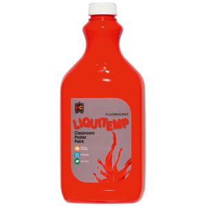 Fluoro Liquitemp Poster Paint 500ml Scarlet