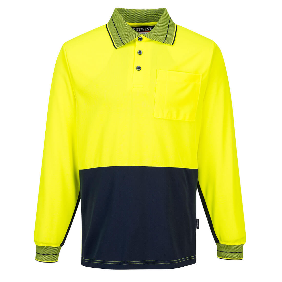 Long Sleeve Micro Mesh Polo - MP113YNR - Yellow/Navy