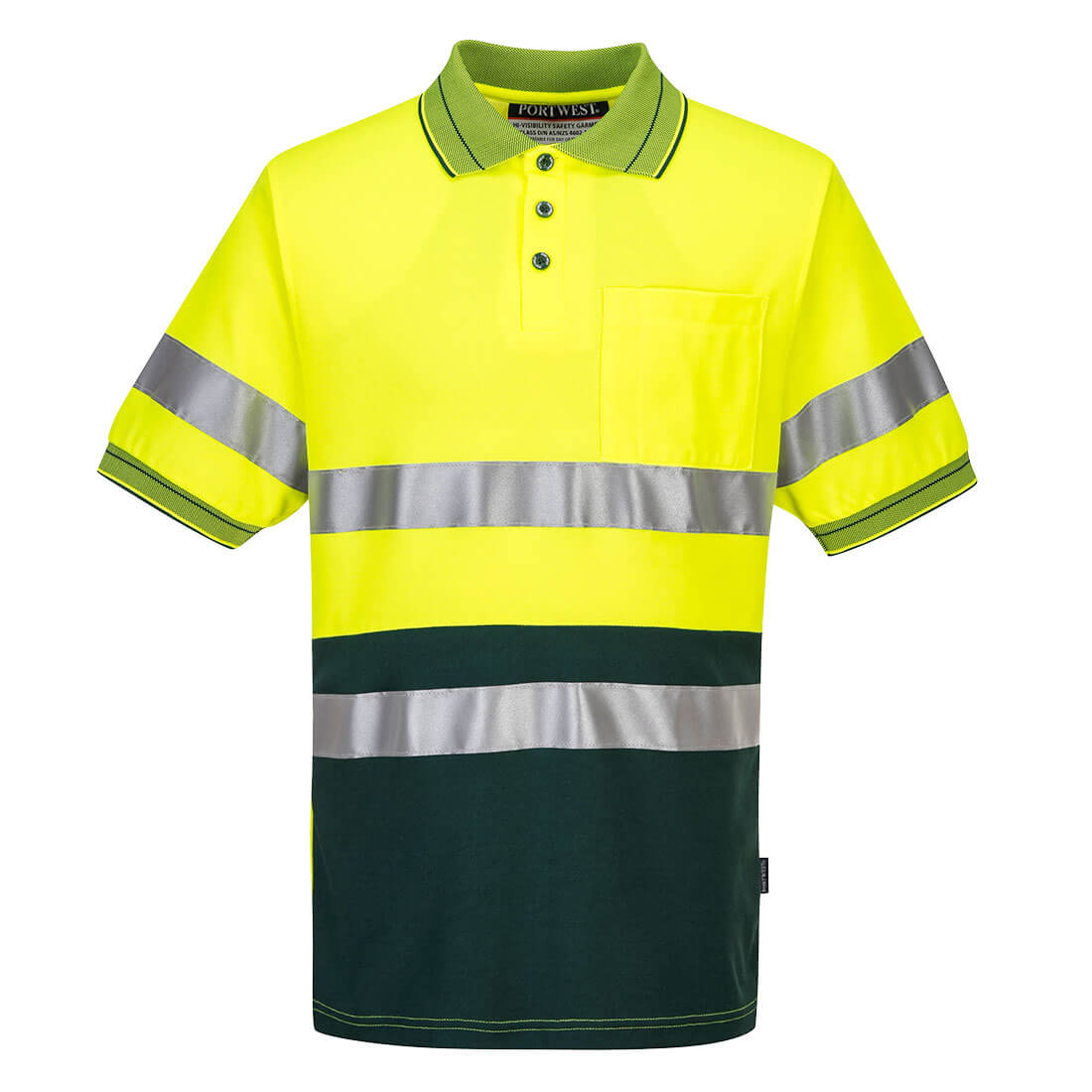 Short Sleeve Cotton Comfort Polo with Tape - MP310YGR - Yellow/Green