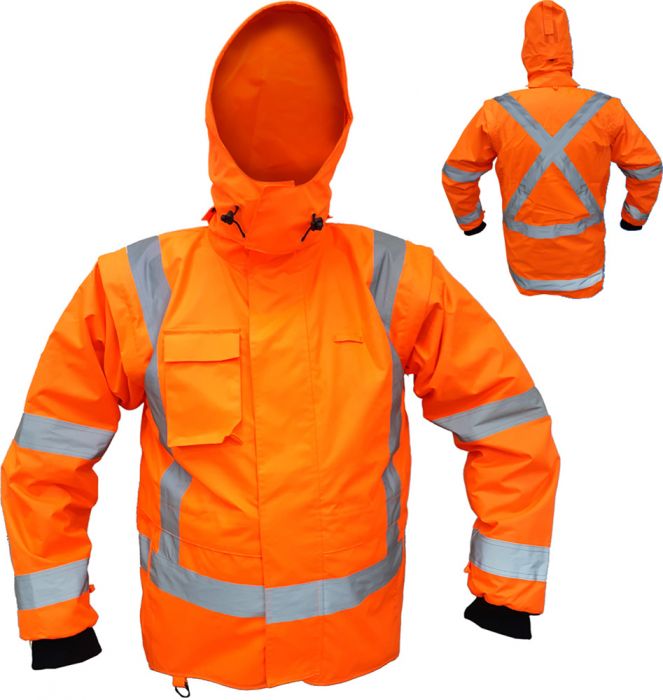 Caution Storm Pro TTMC-W17 X-Back Zip-off Sleeve Fleece Lined Jacket - Orange - PCR4017
